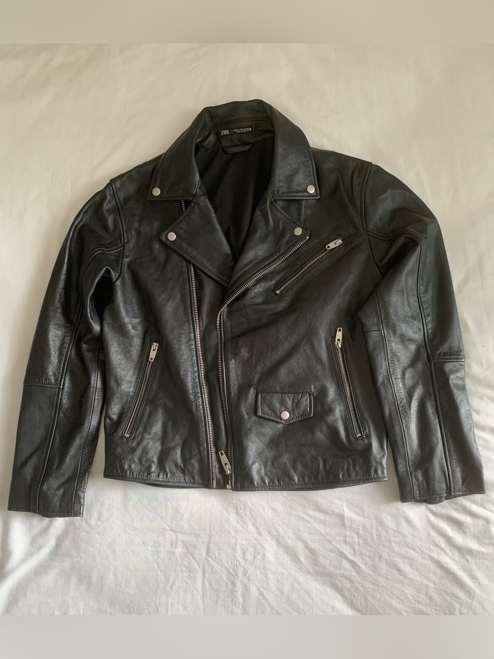 Zara Men's Genuine Cow Leather Biker Jacket GUC